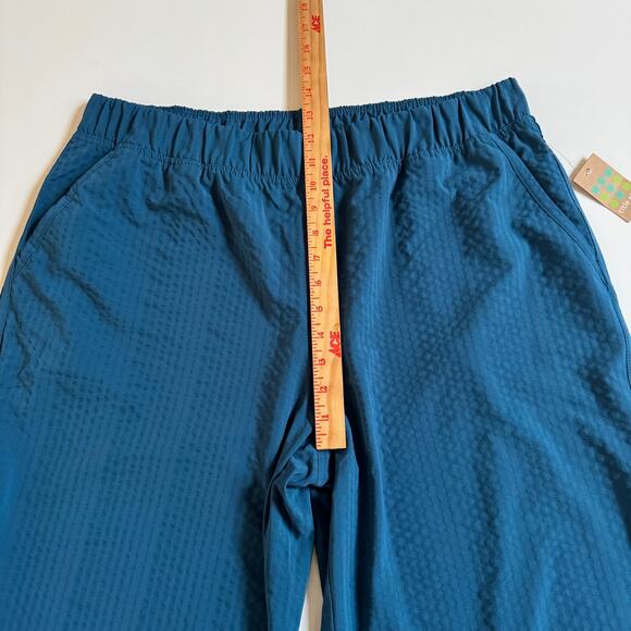 Title Nine Slaycation Wide Leg Cropped Pants Size XL NEW Deep Lagoon Textured - Picture 10 of 16